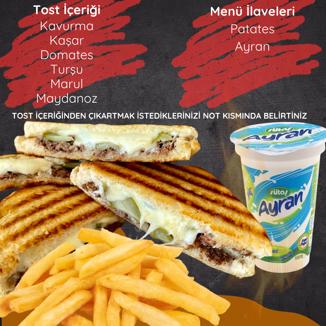 Kavurmalı Kaşarlı Tost Menü